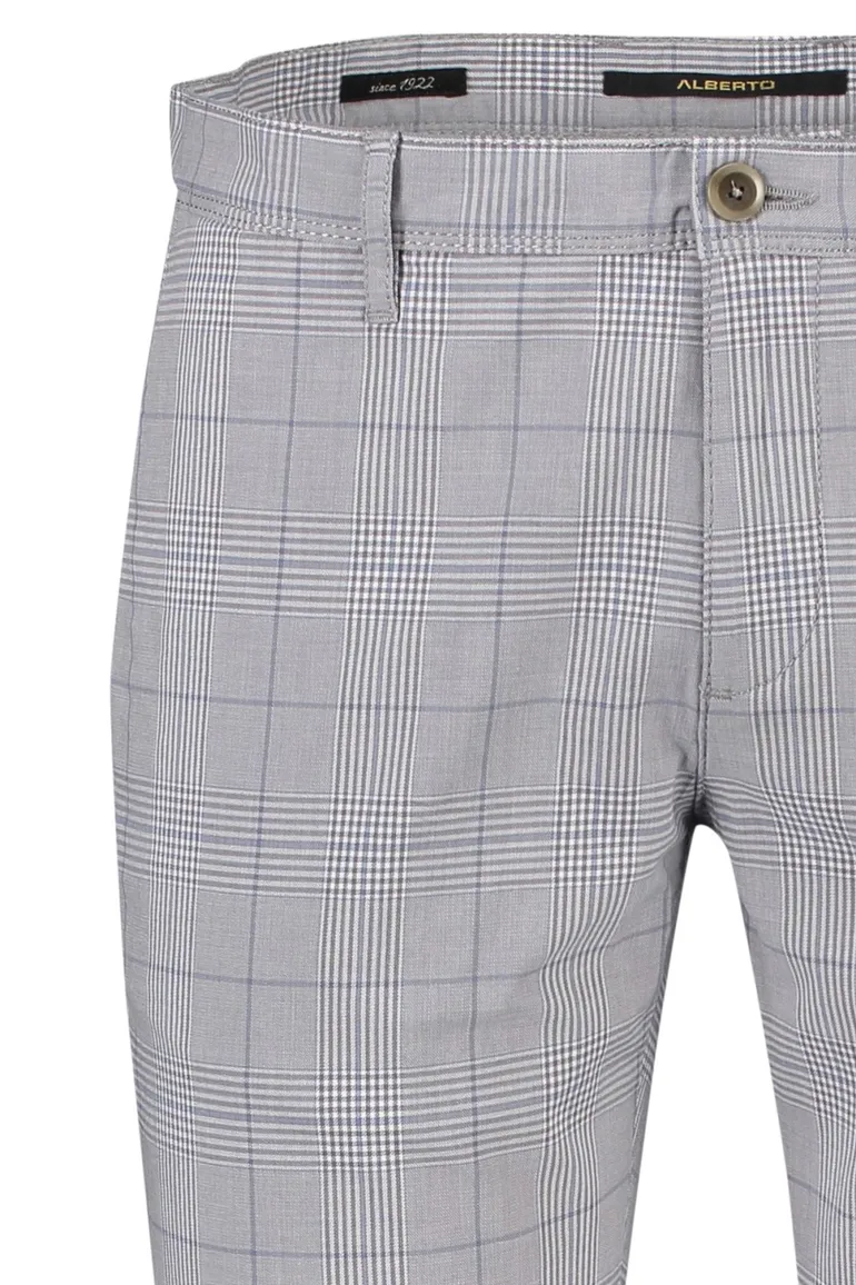 Geruite broek Alberto grijs chino geruit