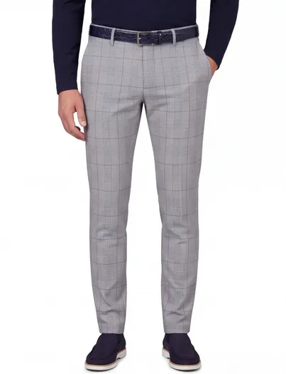 Alberto Geruite broek Alberto grijs chino geruit