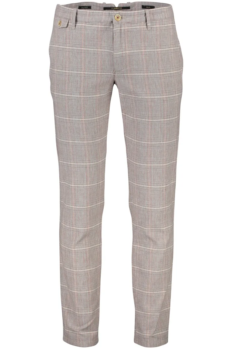 Alberto chino rood beige geruit