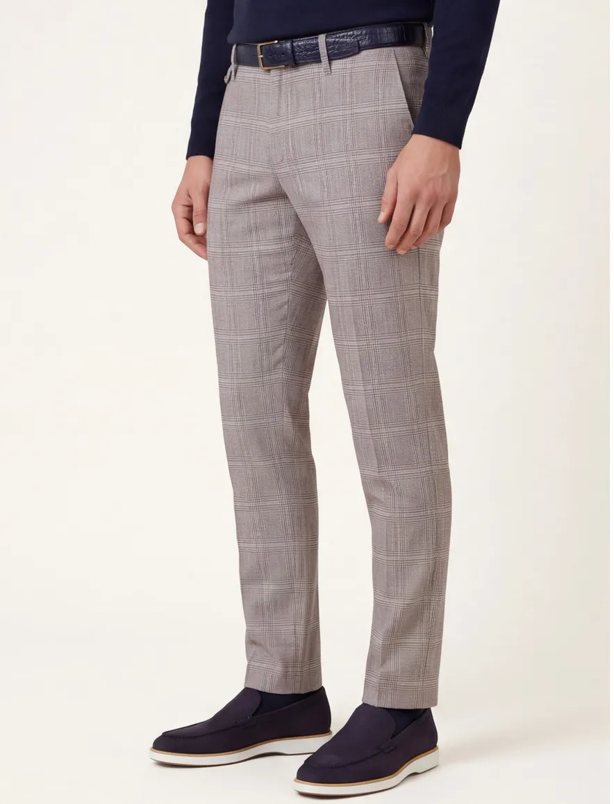 Alberto chino rood beige geruit