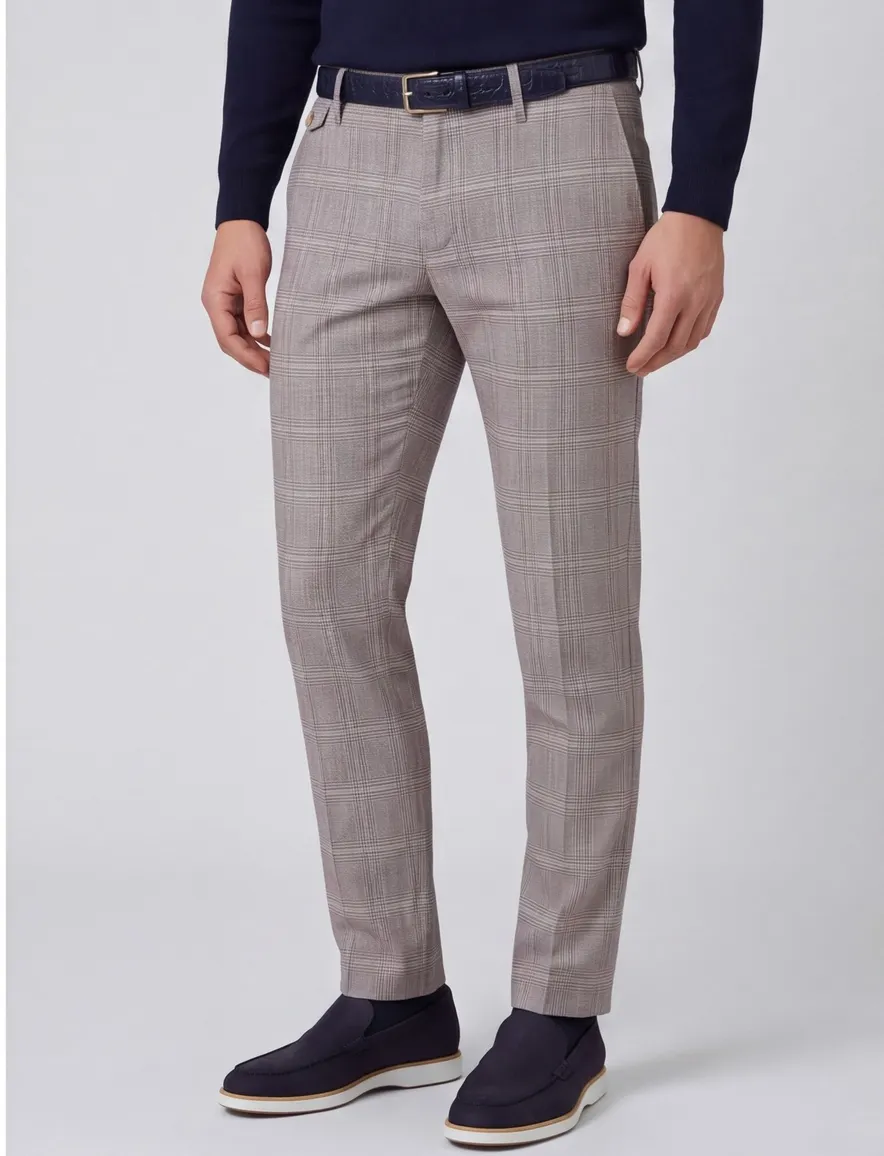 Alberto chino rood beige geruit