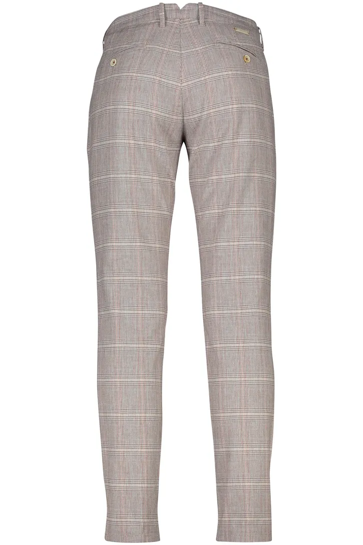 Geruite chino Alberto beige rood