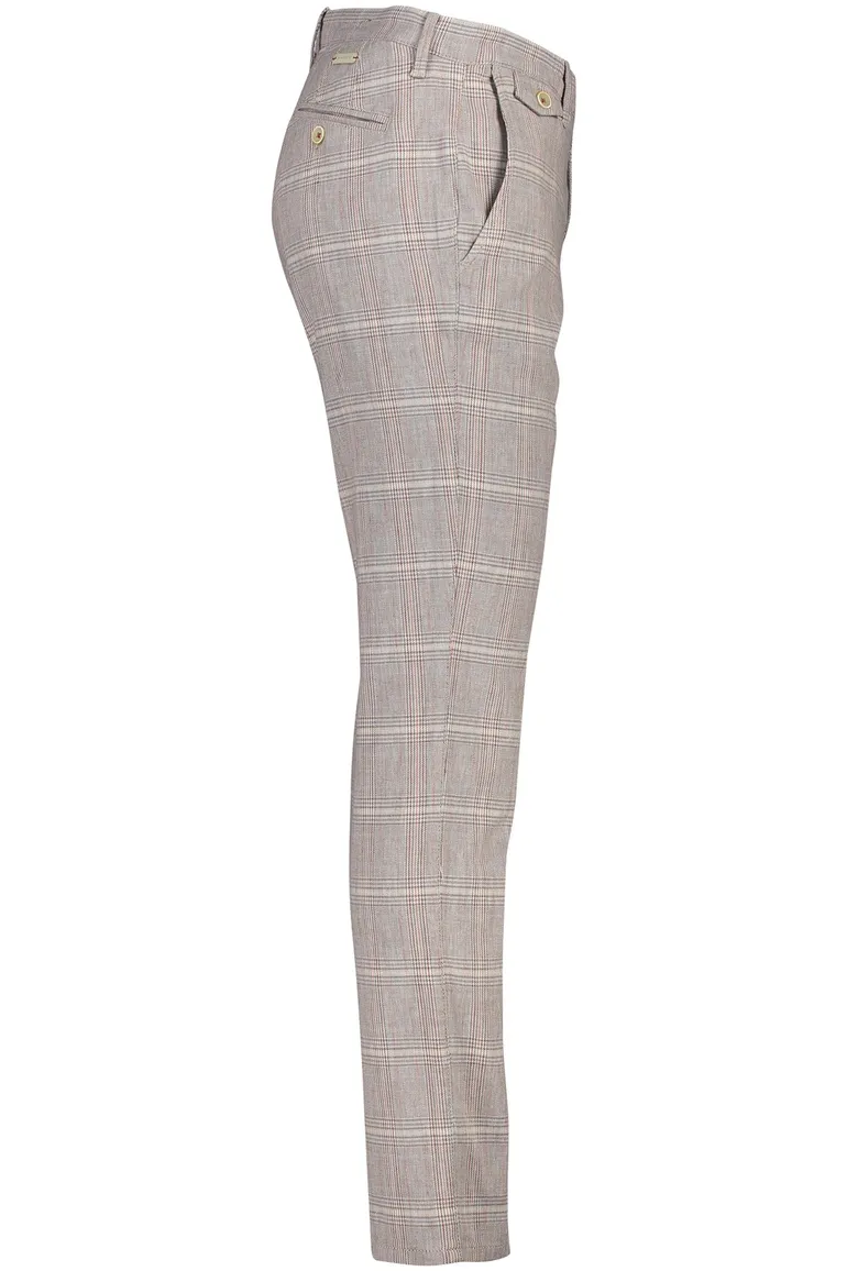 Alberto chino rood beige geruit