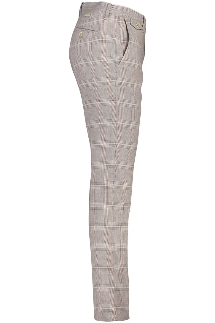 Geruite chino Alberto beige rood
