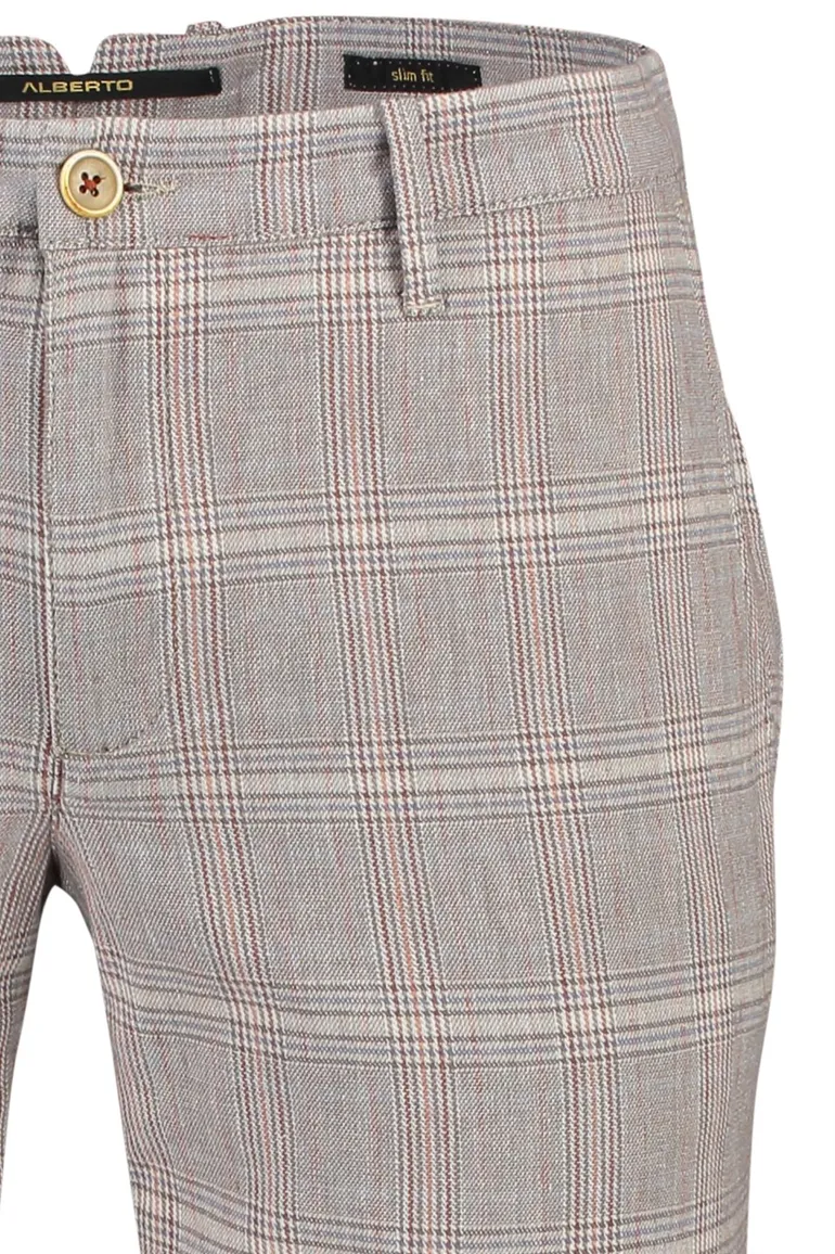 Alberto chino rood beige geruit