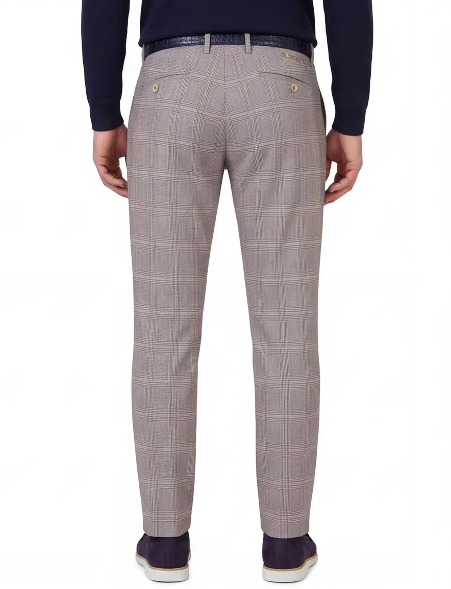 Alberto chino rood beige geruit