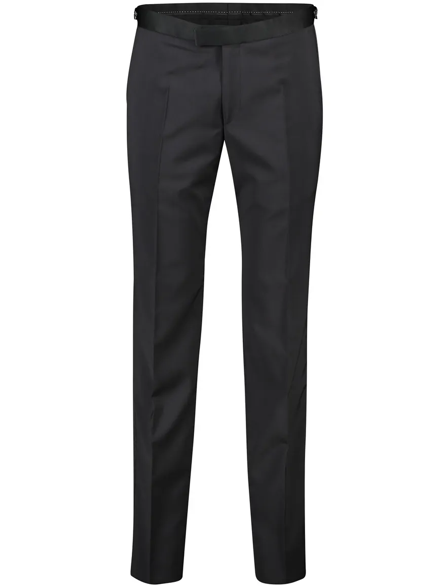 Digel pantalon smoking zwart effen wol slim fit
