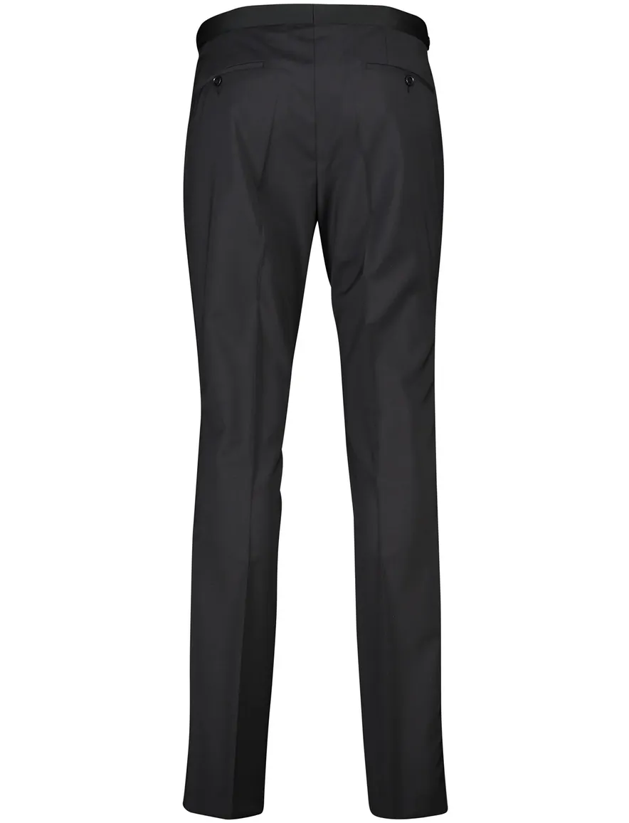 Digel pantalon smoking zwart effen wol slim fit