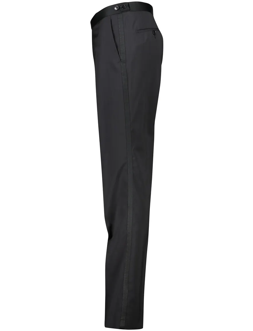 Digel pantalon smoking zwart effen wol slim fit