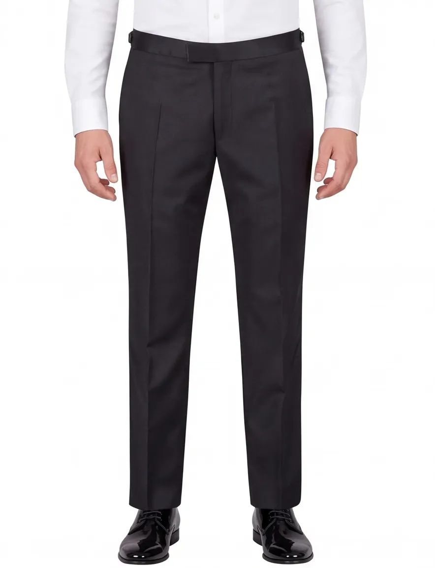 Digel pantalon smoking zwart effen wol slim fit