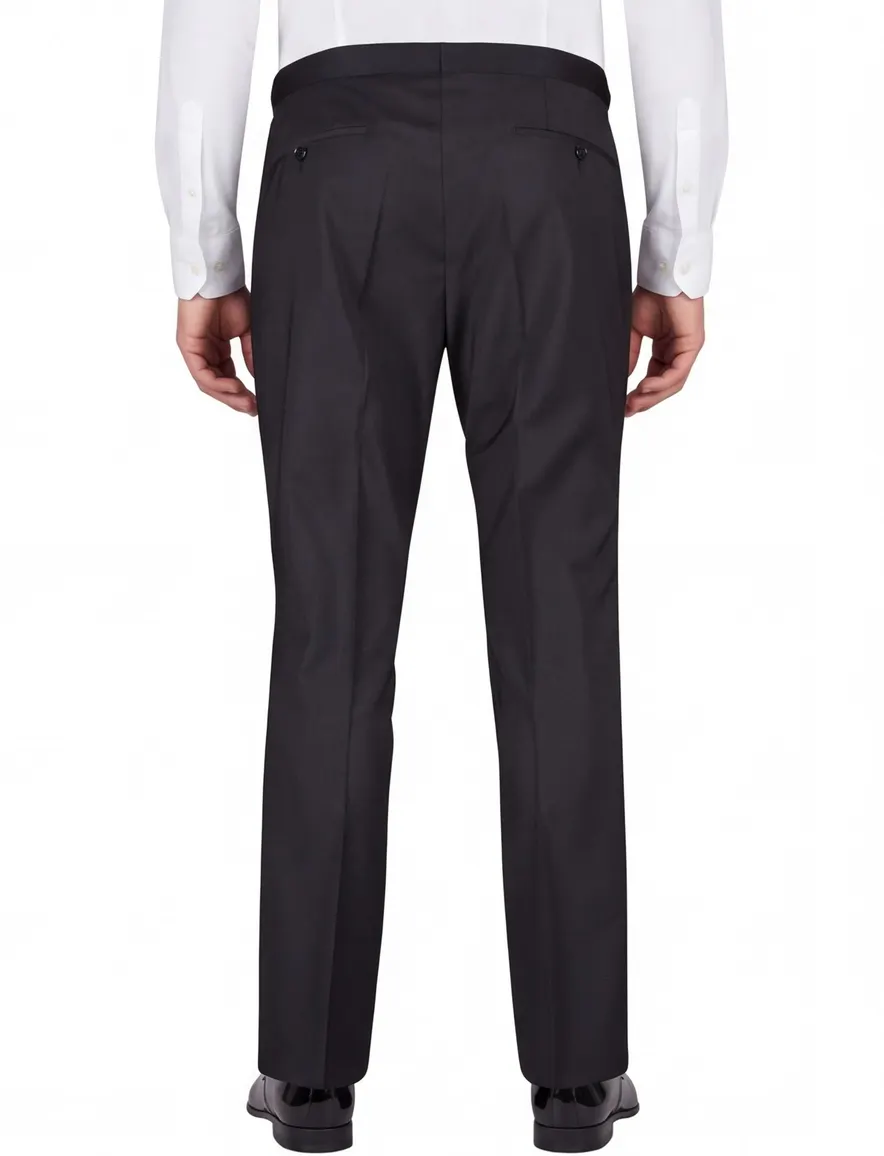 Digel pantalon smoking zwart effen wol slim fit