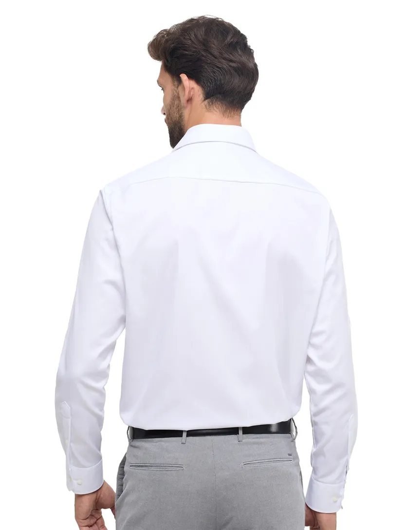 Eterna overhemd mouwlengte 7 Comfort Fit wijde fit wit effen katoen met borstzak