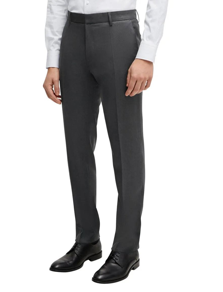 pantalon Genius mix en match Hugo Boss grijs effen wol slim fit