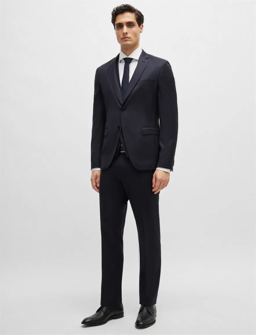 pantalon Genius mix en match Hugo Boss donkerblauw effen synthetisch