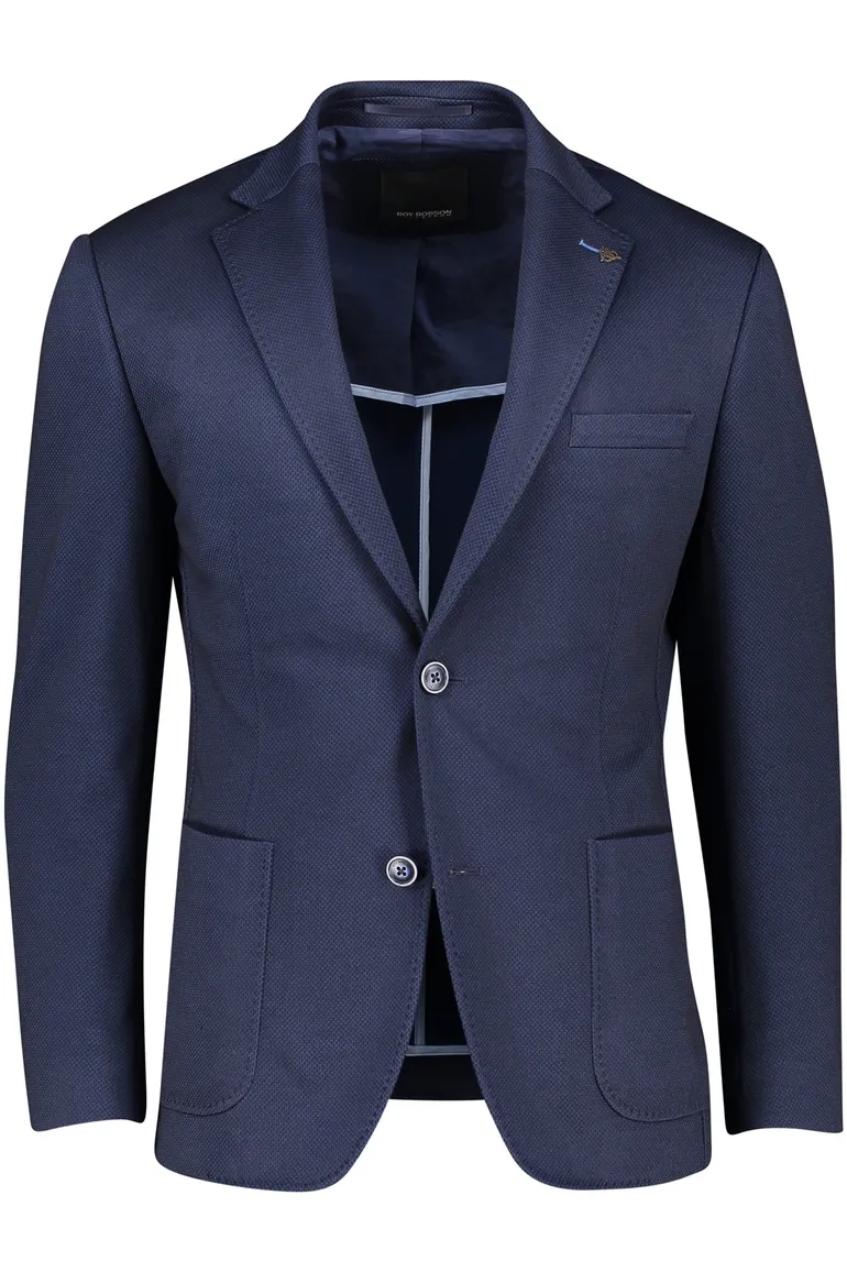 Roy Robson colbert donkerblauw geruit normale fit