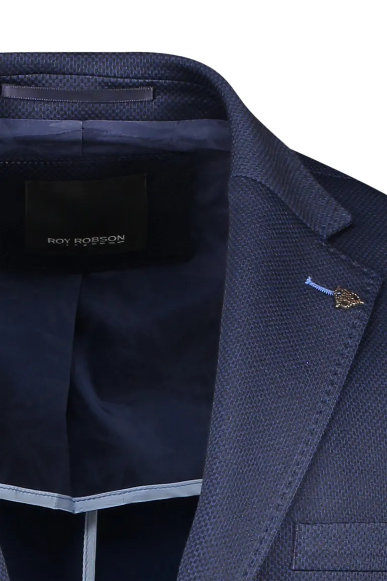 Roy Robson colbert donkerblauw geruit normale fit