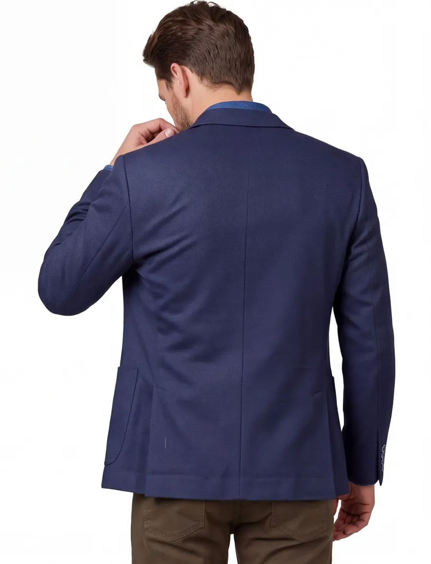 Roy Robson colbert donkerblauw geruit normale fit