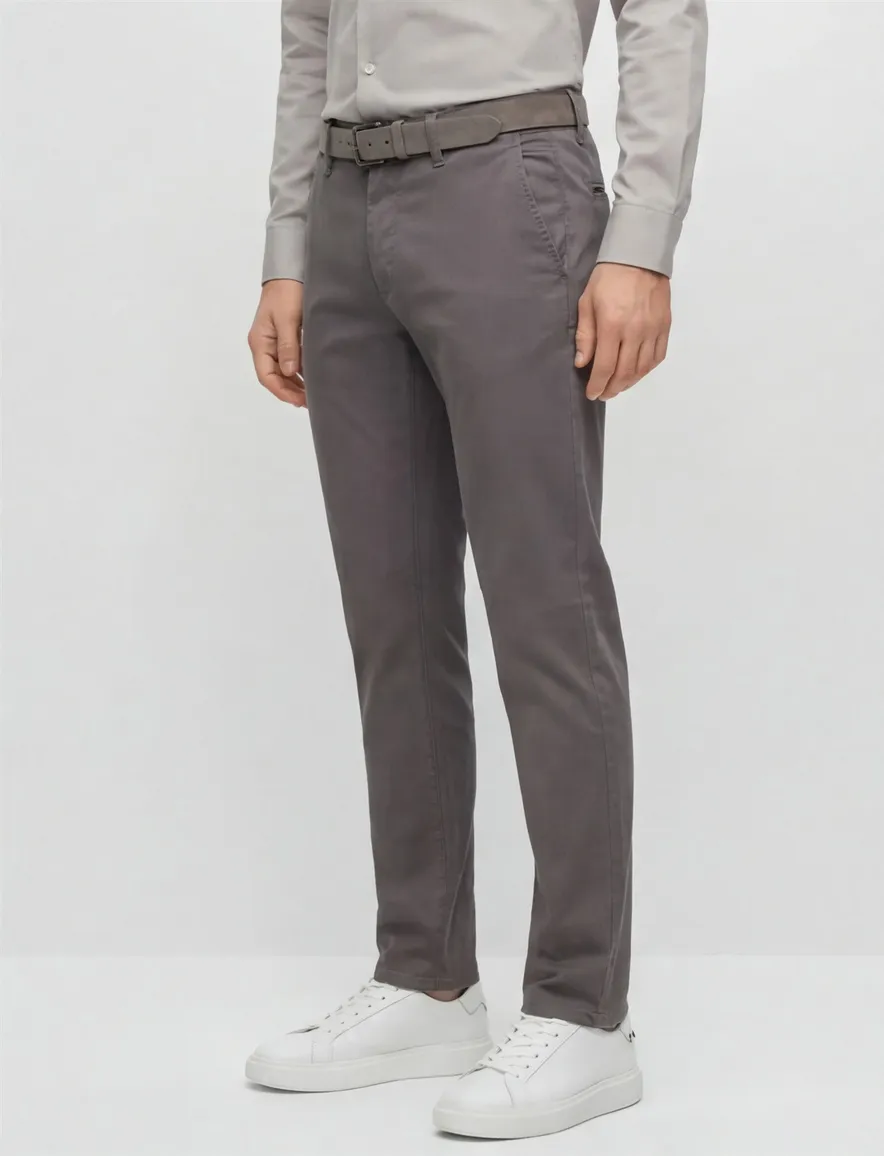 katoenen broek Hugo Boss grijs effen katoen