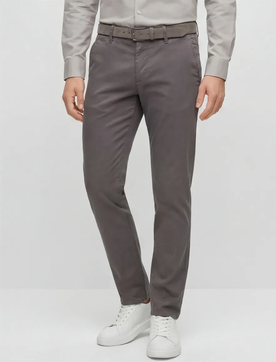 katoenen broek Hugo Boss grijs effen katoen