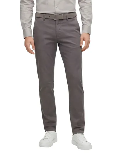 Hugo Boss Boss Schino katoenen broek grijs effen chino met steekzakken