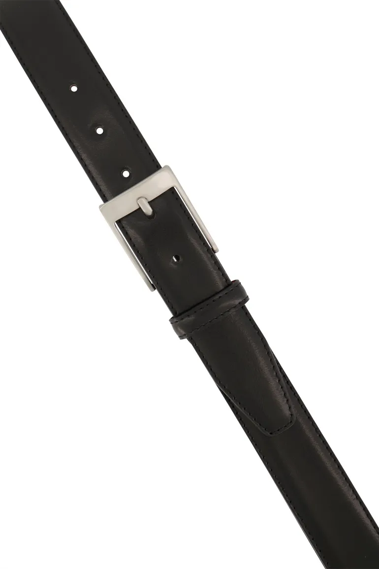 Lindenmann riem zwart effen leer