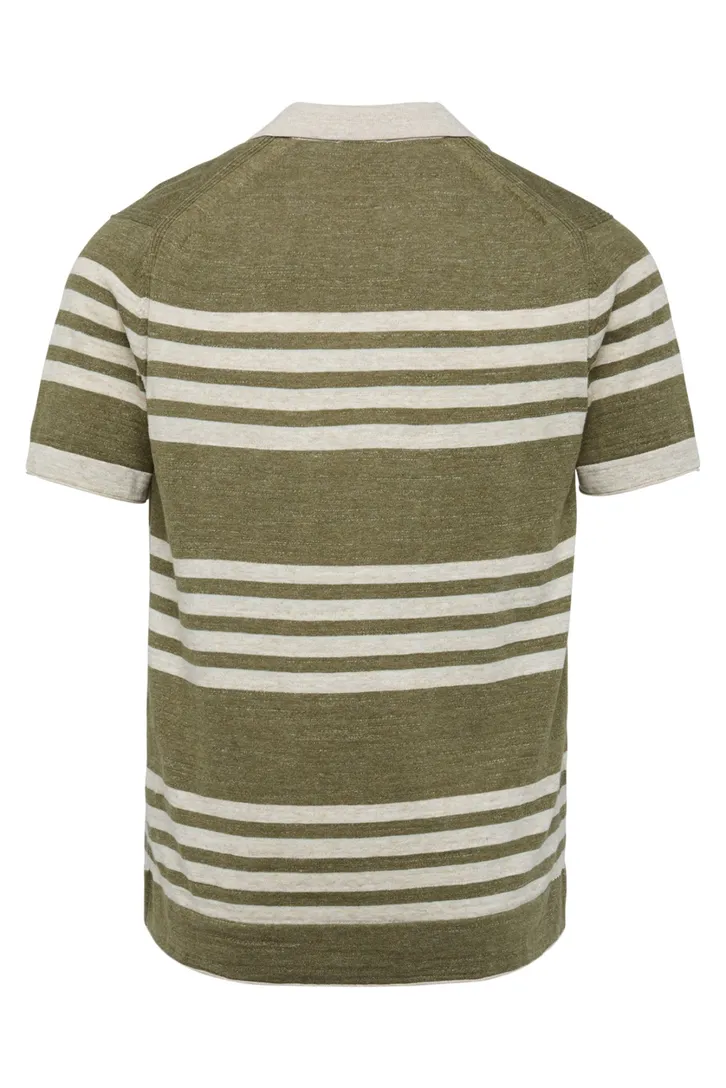 Cast Iron poloshirt strepen khaki