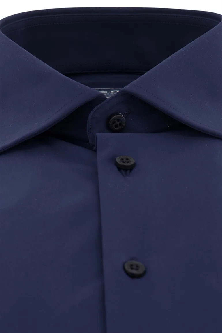 overhemd mouwlengte 7 Ledub Modern Fit donkerblauw effen normale fit
