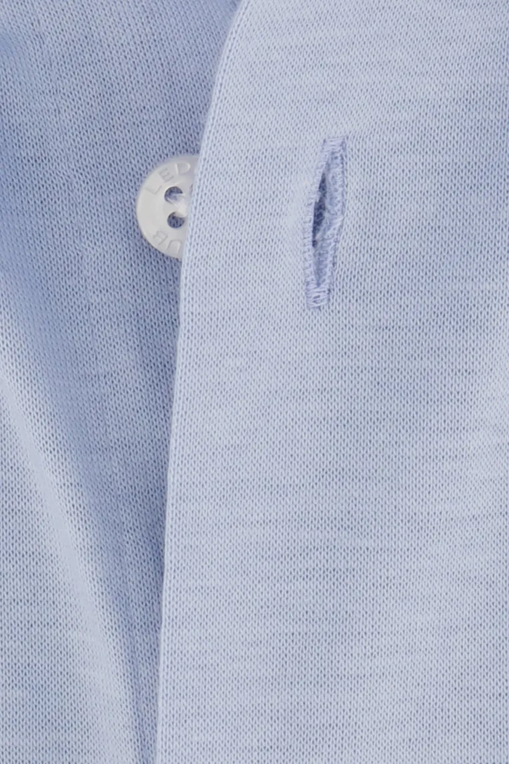 Ledub overhemd mouwlengte 7 Modern Fit lichtblauw effen katoen normale fit