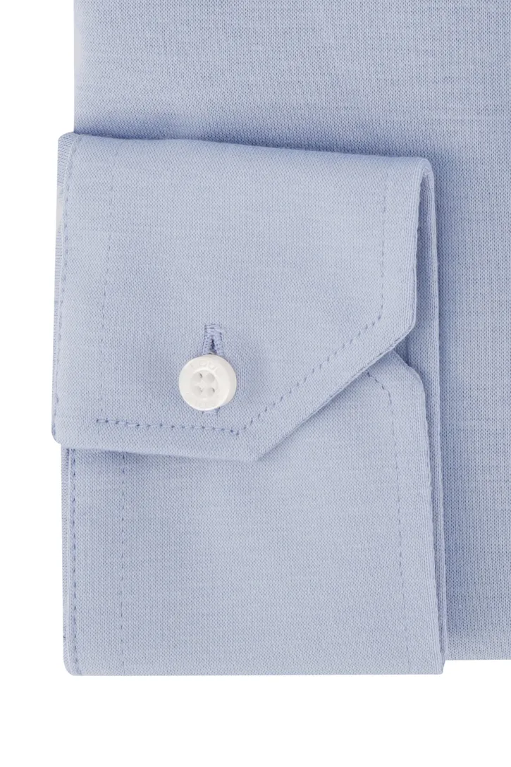 Ledub overhemd mouwlengte 7 Modern Fit lichtblauw effen katoen normale fit