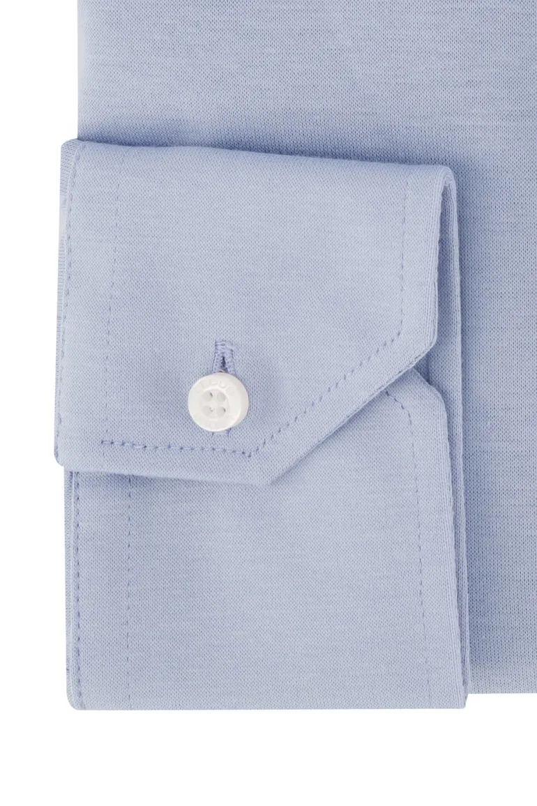 overhemd mouwlengte 7 Ledub Modern Fit lichtblauw effen katoen normale fit