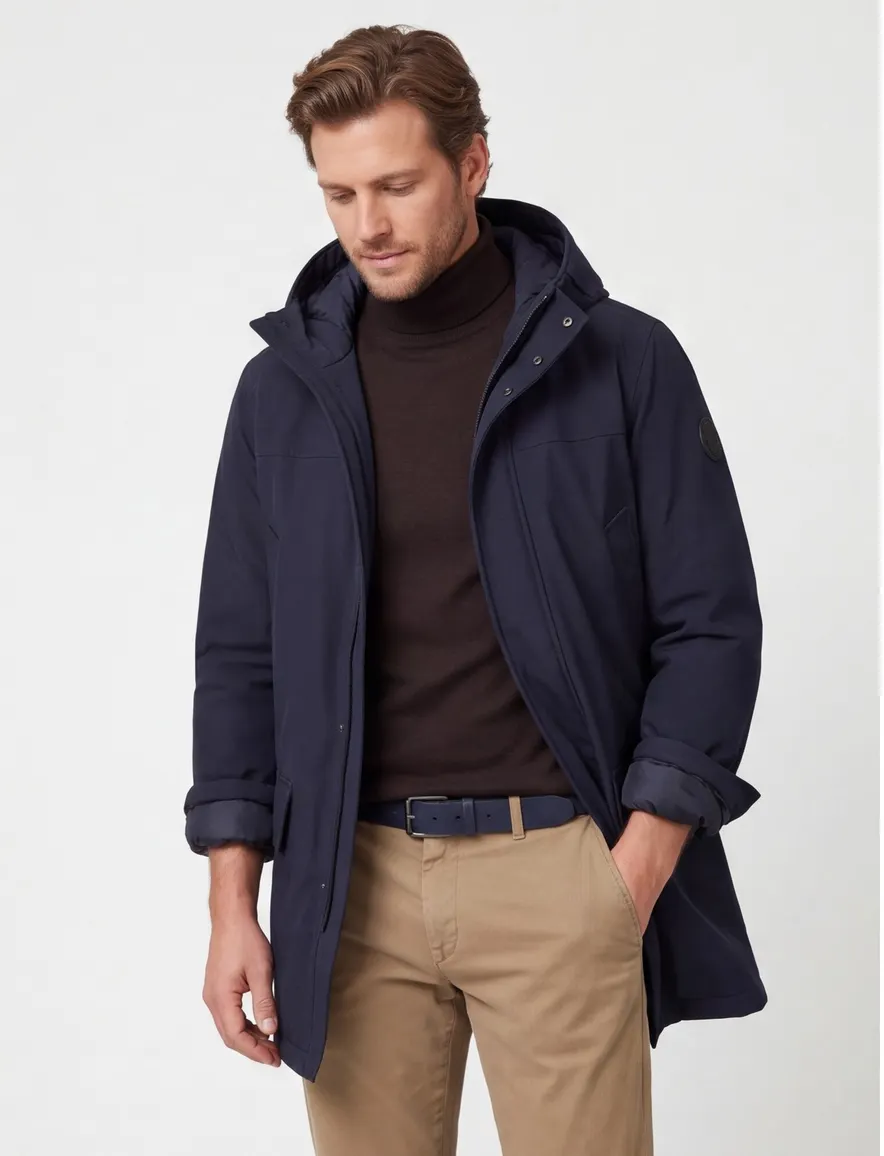 winterjas Airforce Snow donkerblauw slim fit effen rits