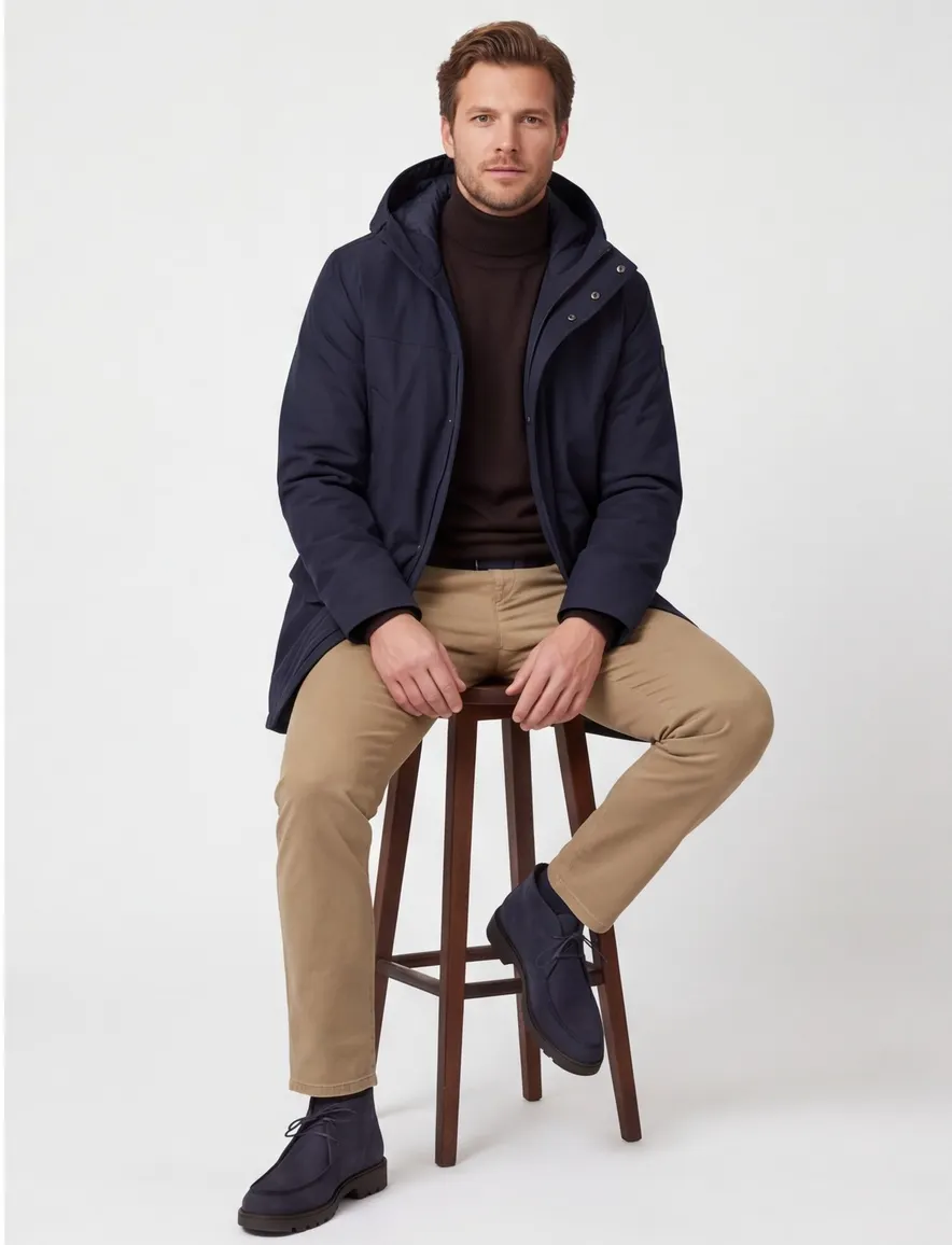 winterjas Airforce Snow donkerblauw slim fit effen rits