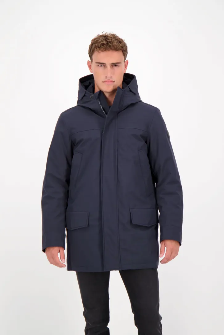 Airforce winterjas donkerblauw Snow slim fit effen rits