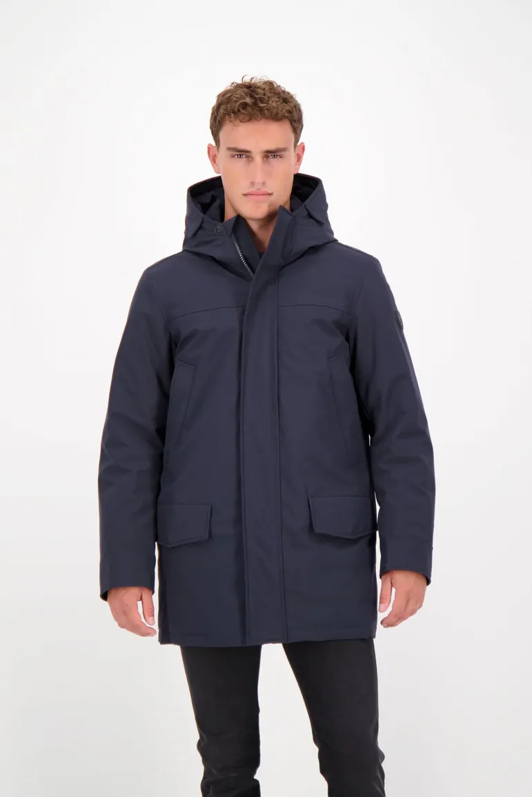 winterjas Airforce Snow donkerblauw slim fit effen rits