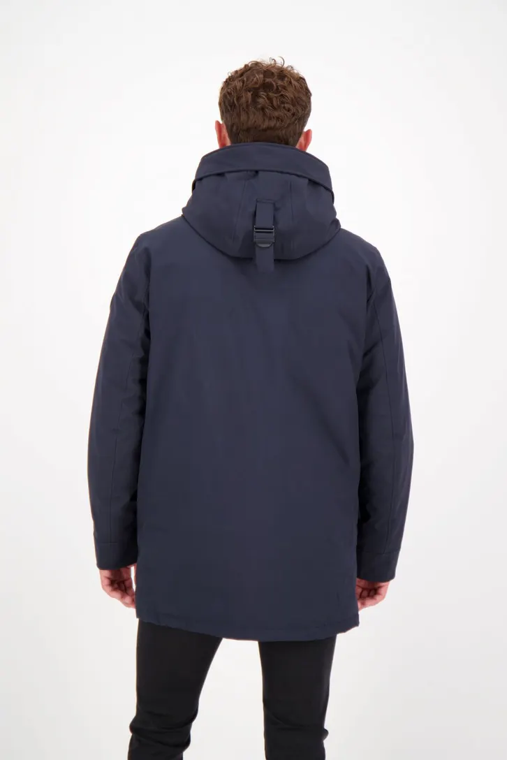 Airforce winterjas donkerblauw Snow slim fit effen rits