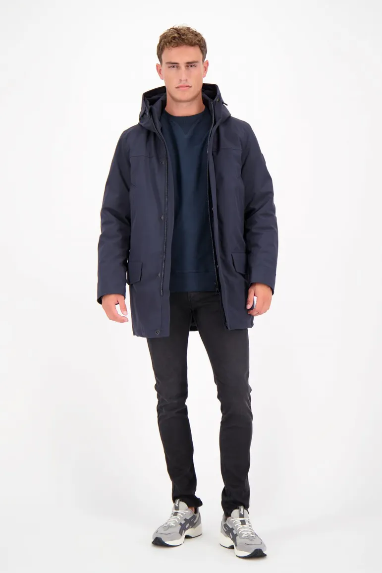 winterjas Airforce Snow donkerblauw slim fit effen rits