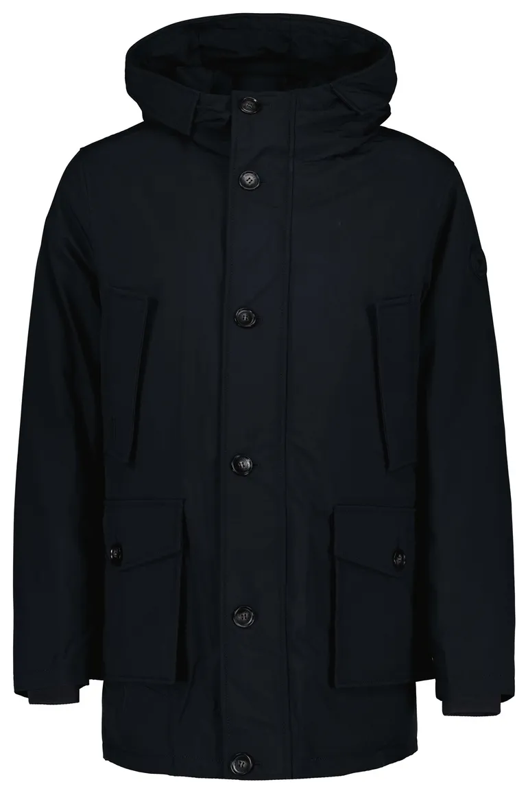 Airforce winterjas donkerblauw effen rits + knoop slim fit