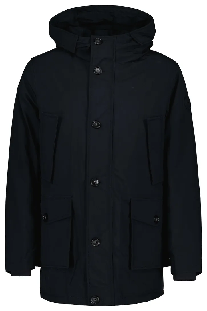 Airforce winterjas donkerblauw slim fit effen rits + knoop