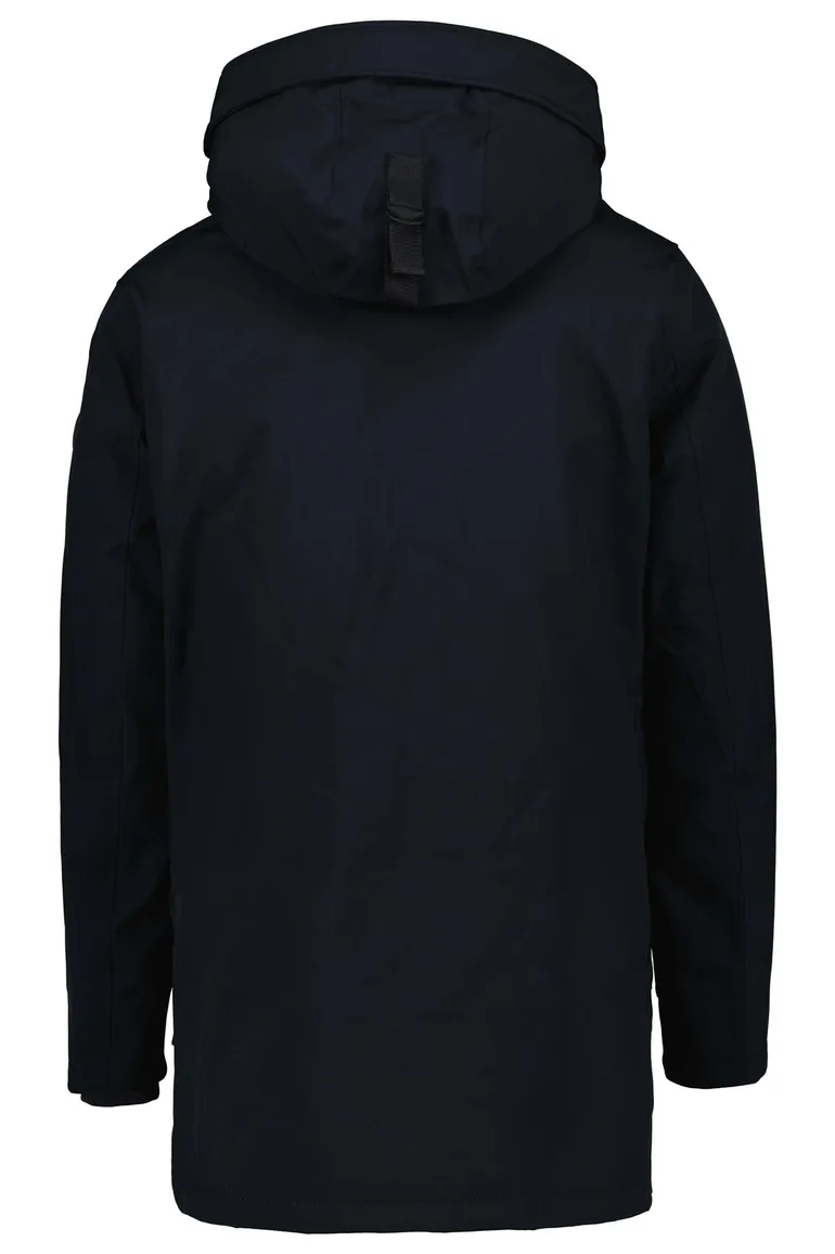 Airforce winterjas donkerblauw effen rits + knoop slim fit