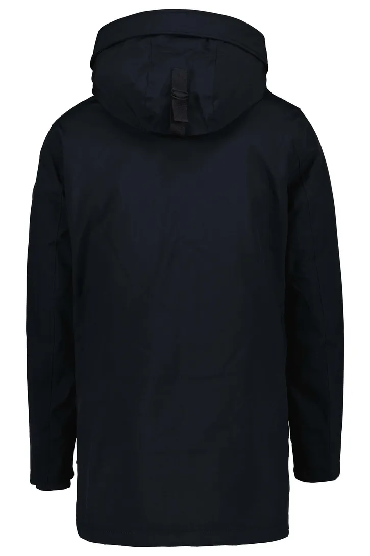 Airforce winterjas donkerblauw slim fit effen rits + knoop