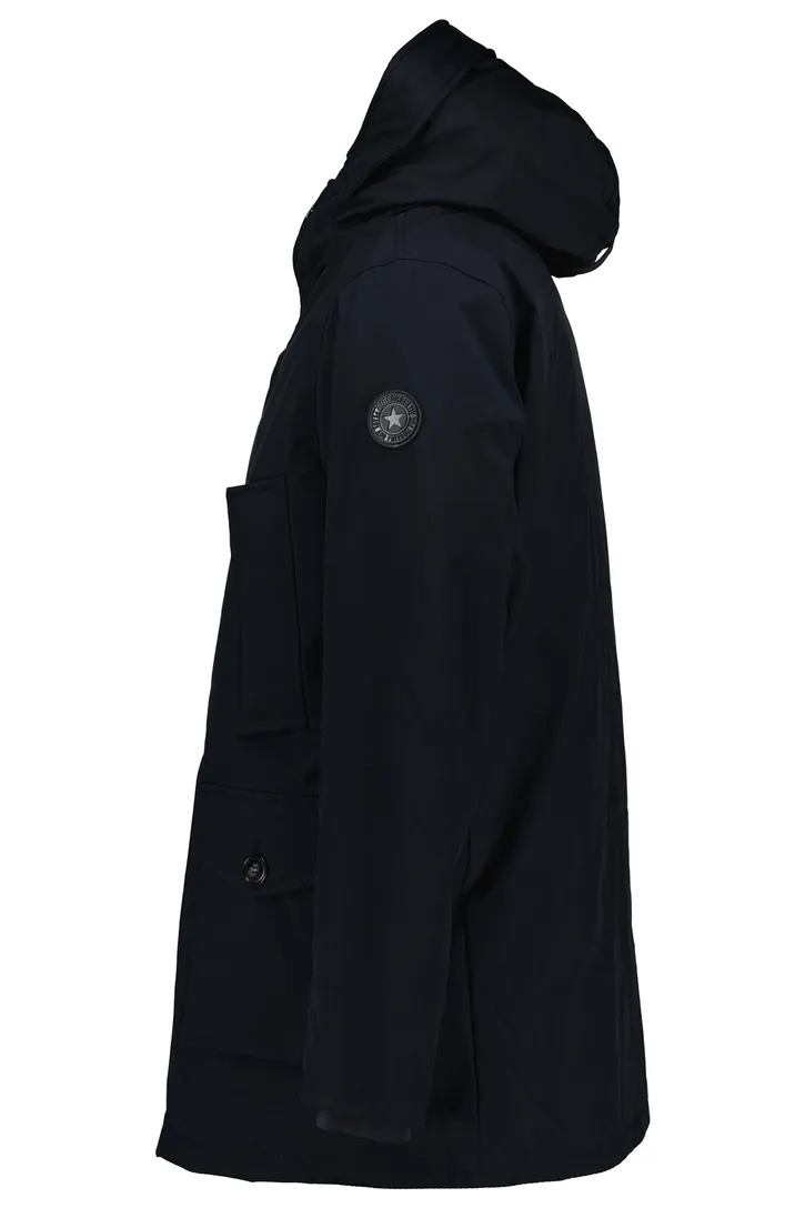 Airforce winterjas donkerblauw slim fit effen rits + knoop
