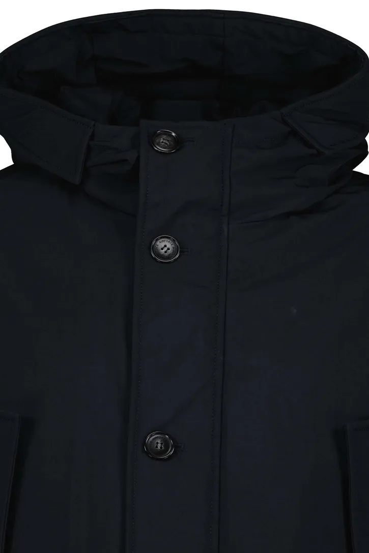 Airforce winterjas donkerblauw slim fit effen rits + knoop
