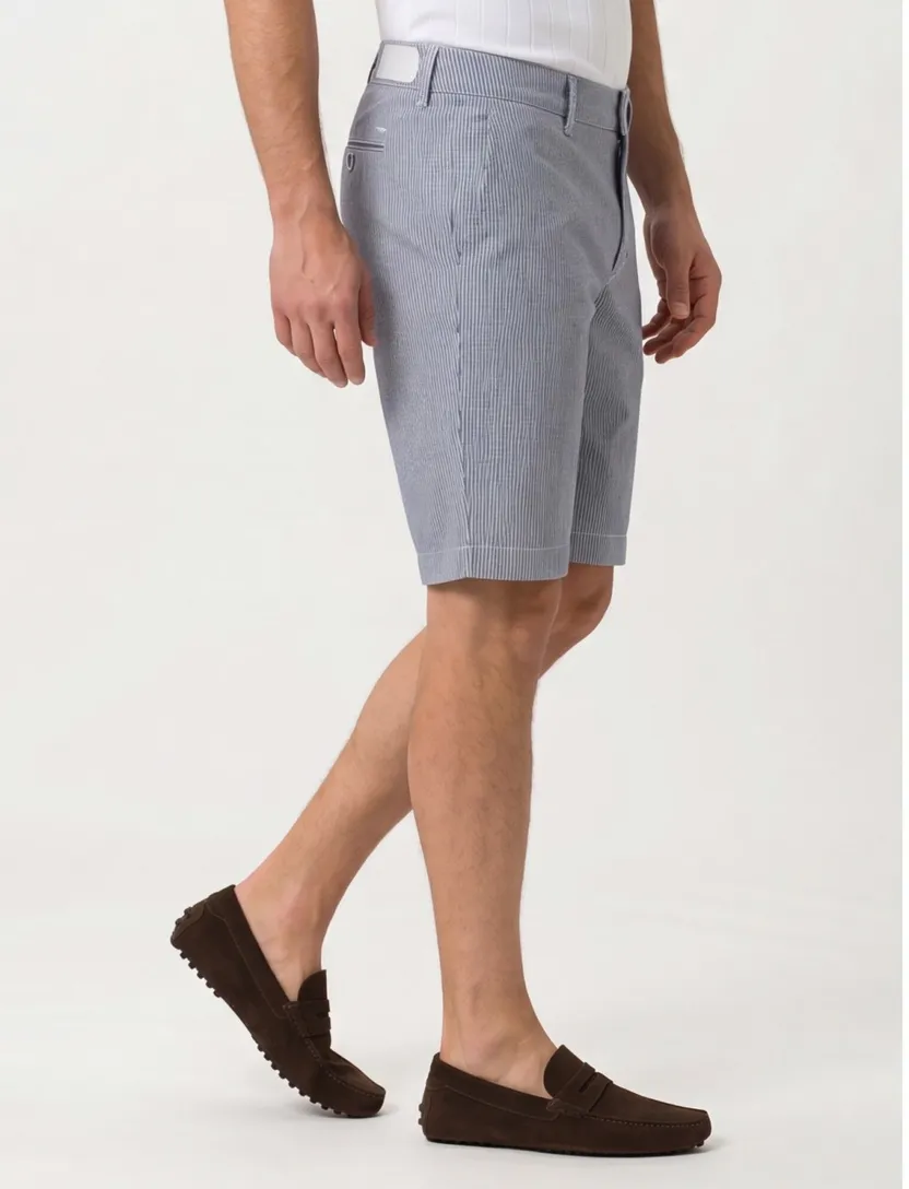 Bermuda Brax strepen blauw wit Modern Fit