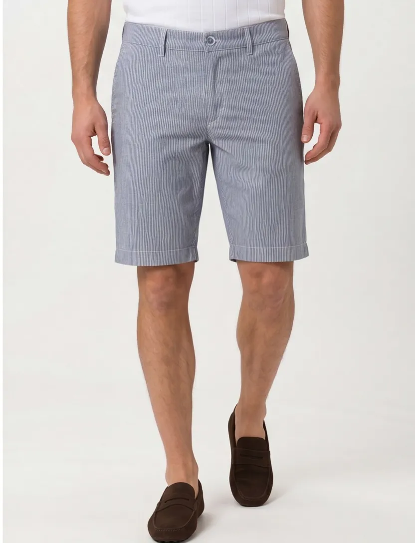 Bermuda Brax strepen blauw wit Modern Fit