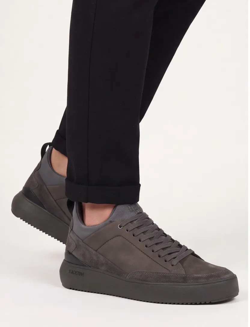 Blackstone sneakers effen leer grijs