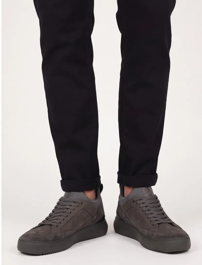 Blackstone sneakers effen leer grijs