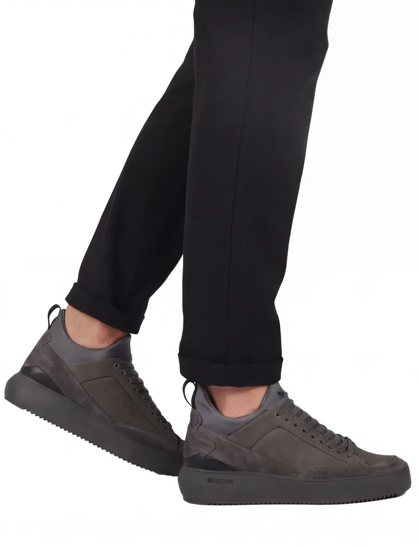Blackstone sneakers effen leer grijs