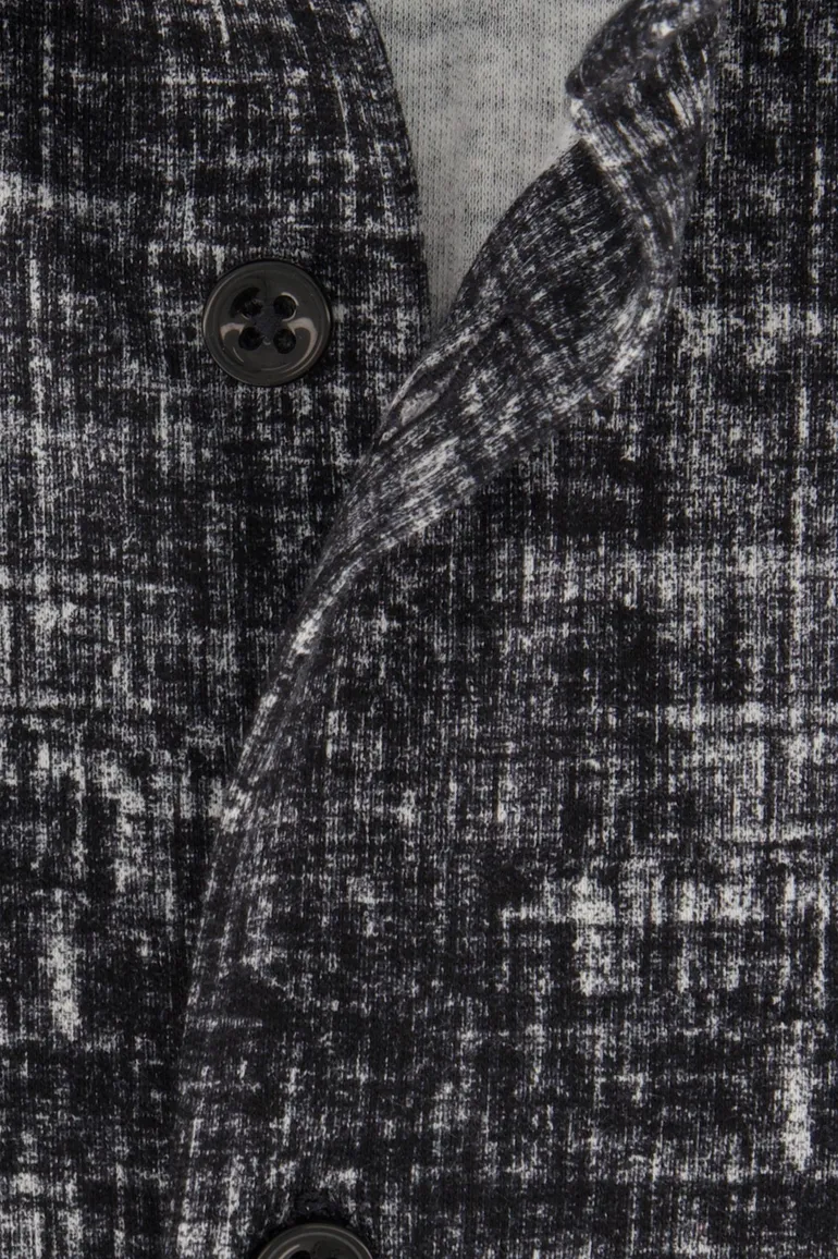 Blue Industry casual overhemd slim fit zwart geprint katoen