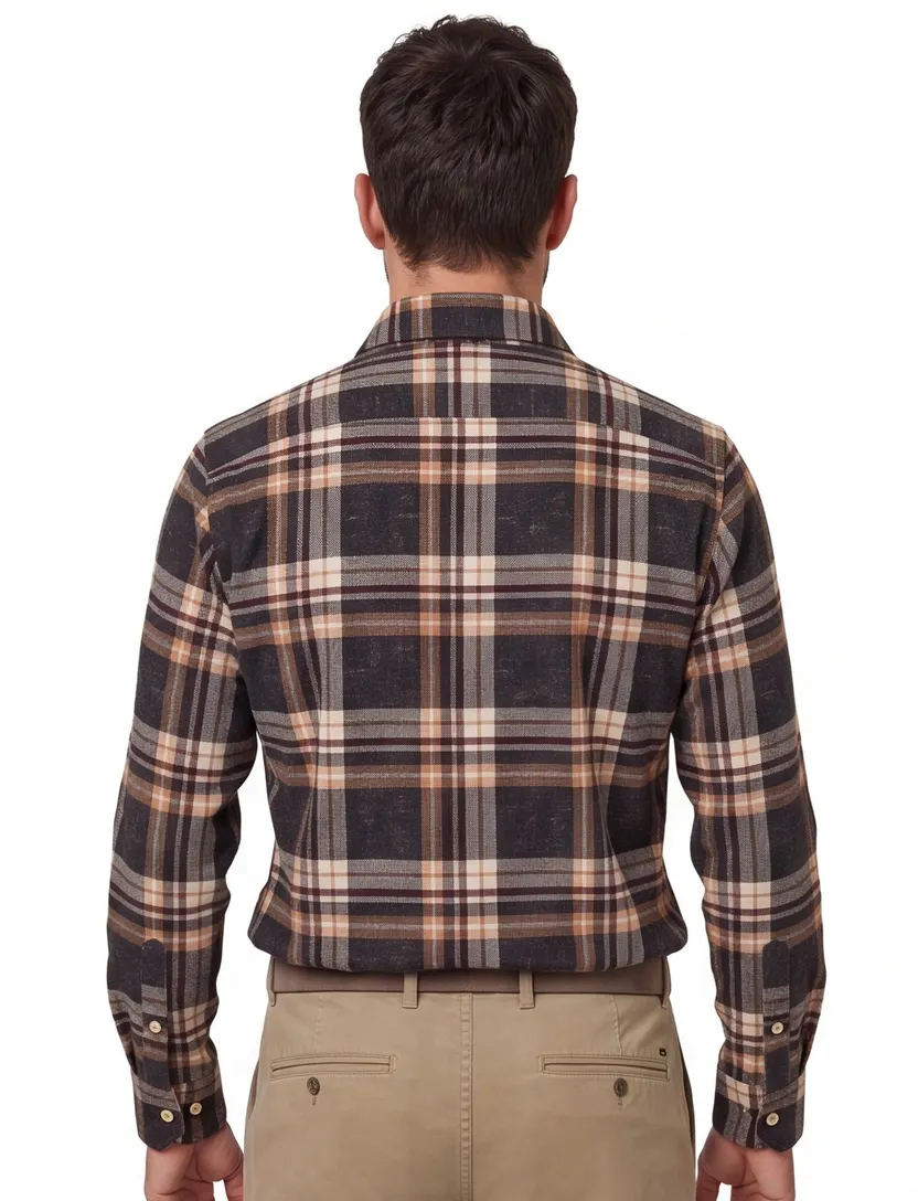 Blue Industry casual overhemd bruin geruit katoen normale fit