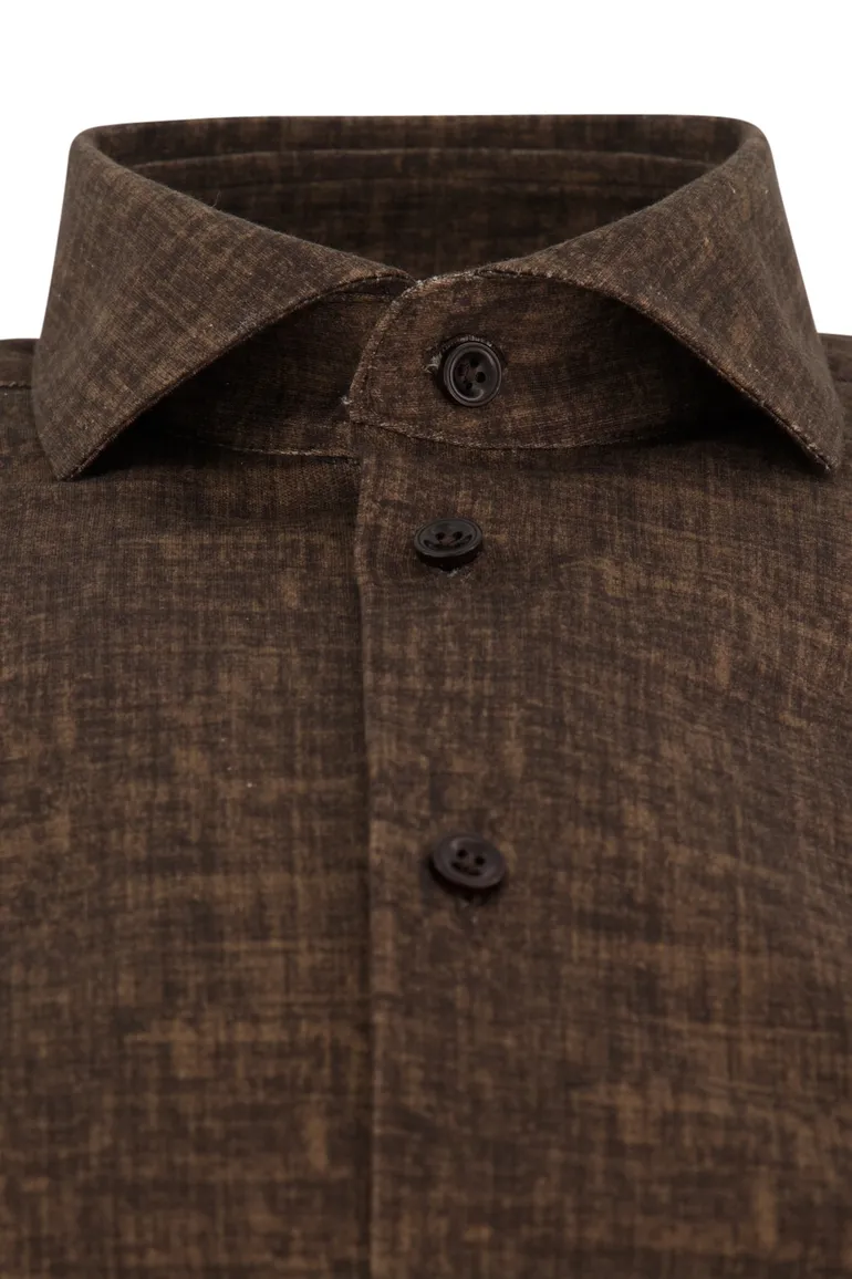 Blue Industry casual overhemd slim fit bruin geprint katoen